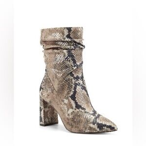 Jessica Simpson Aysira Style Brown Snakeskin Heeled Boots